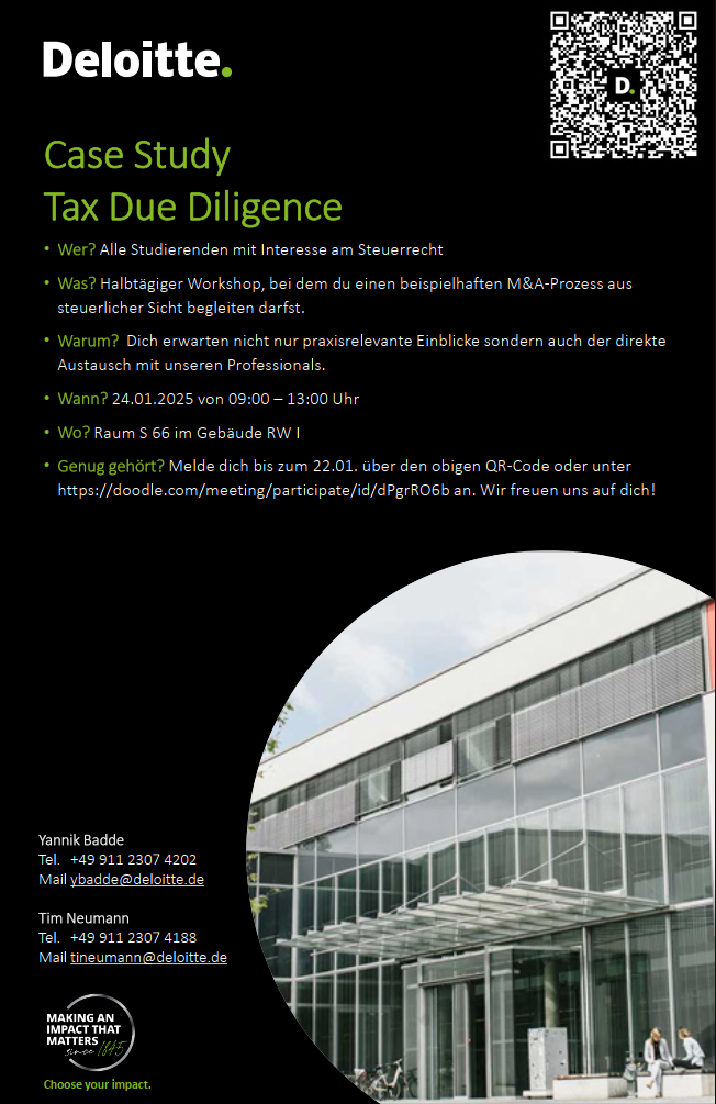 Einladung Tax Workshop Deloitte WS2425